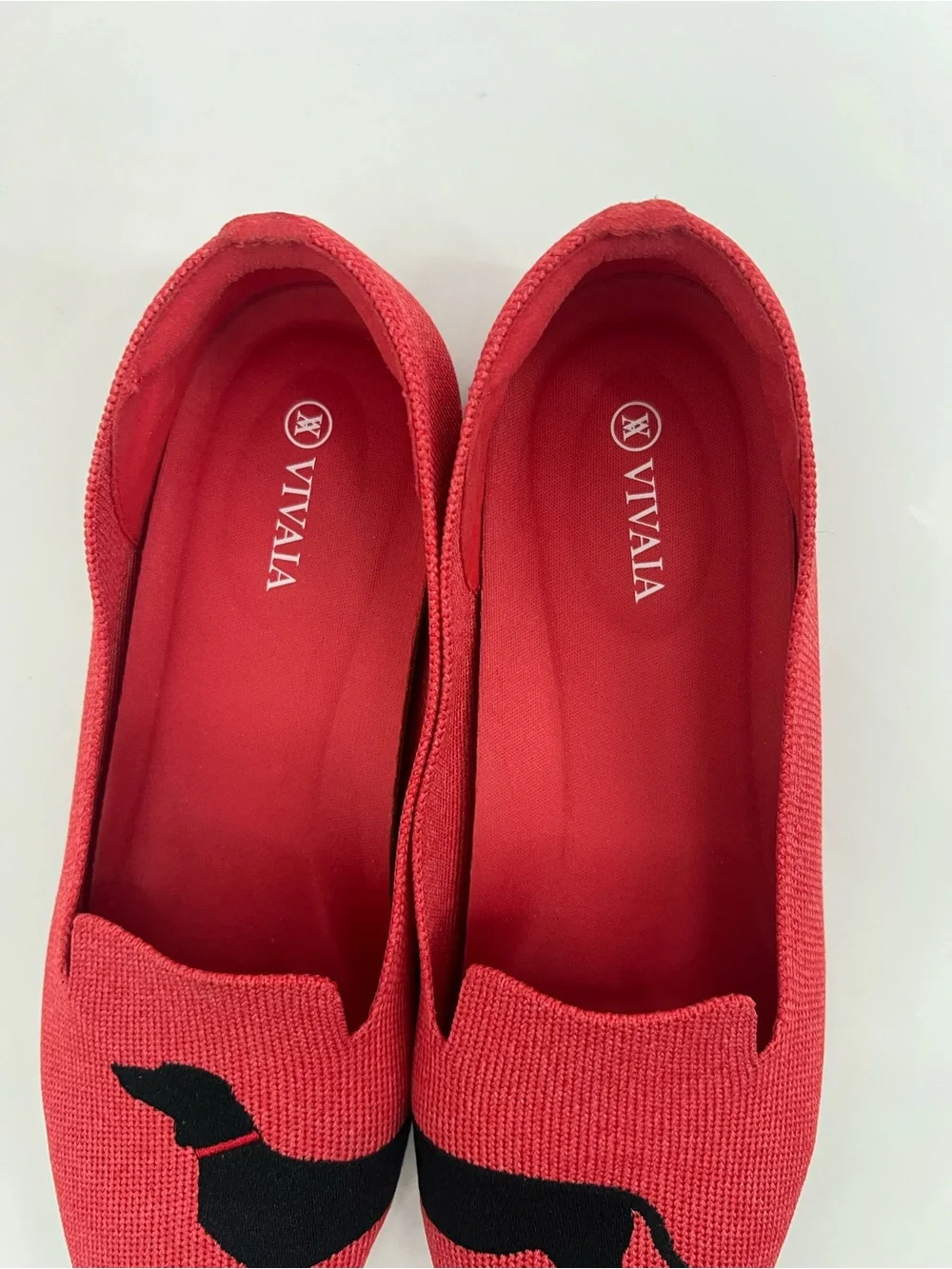 VIVAIA Audrey Red Coraldog Dachshund Slip-On Loafers